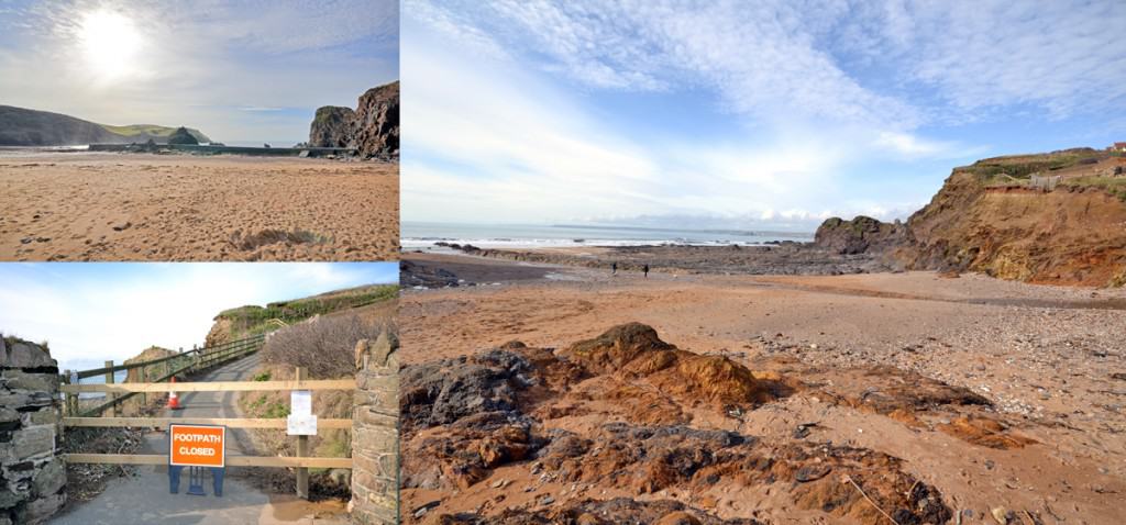 There is a diversion on the coastal path at Hope Cove but the beaches are unaffected