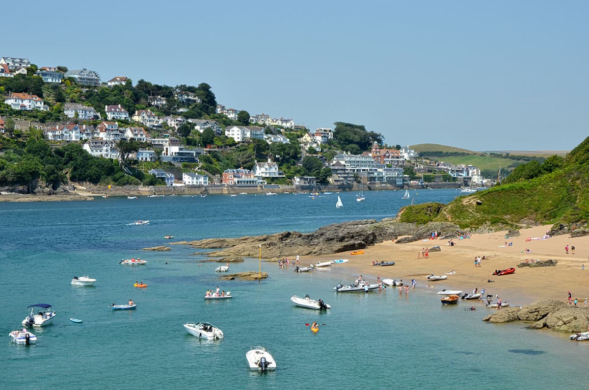 Salcombe town and it's nearby beaches in summer